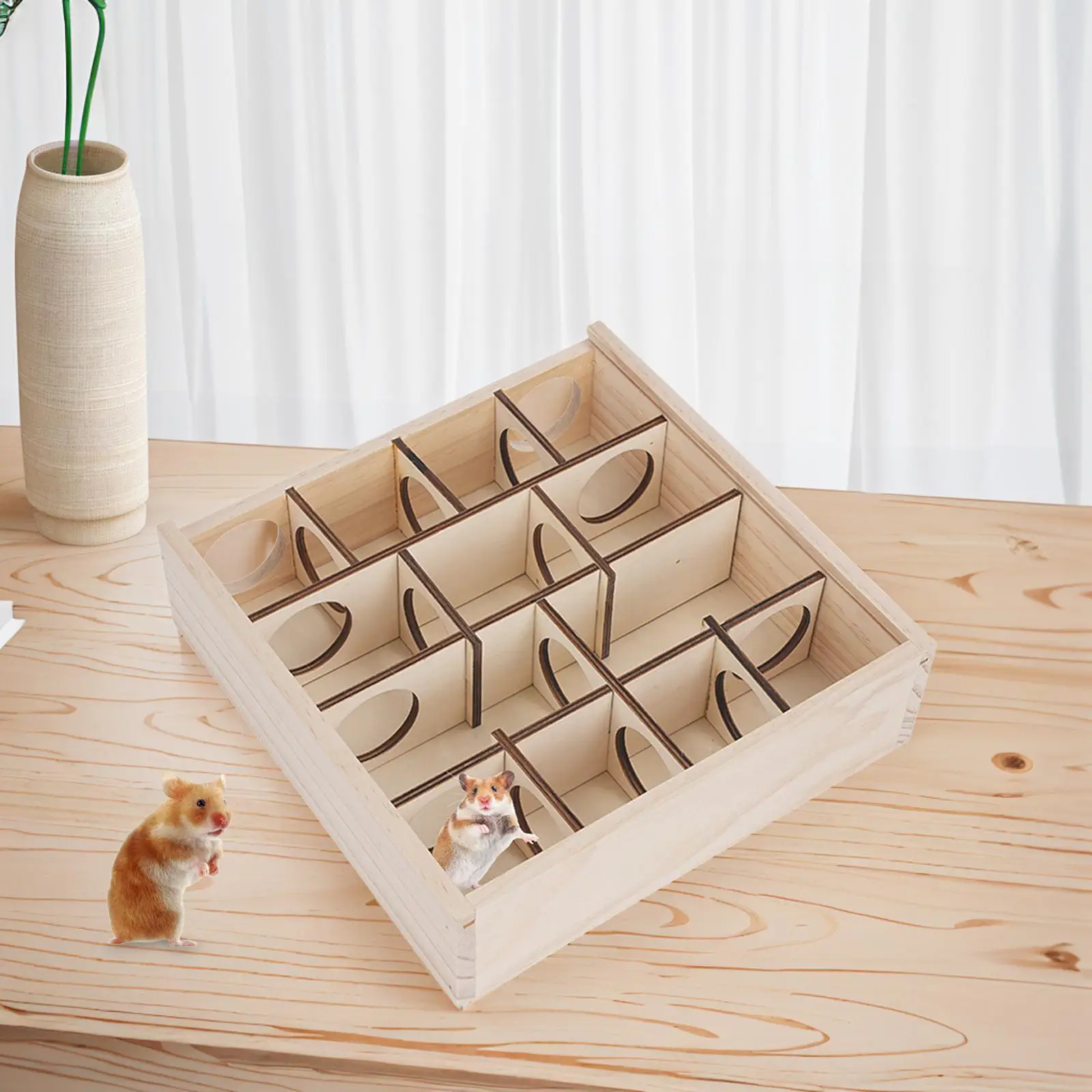 Pet Hamster House Wooden Maze Hamster Toy Removable Lid Hamster Cage Accessories Tunnel Toy for Small Animals Dwarf Hamsters