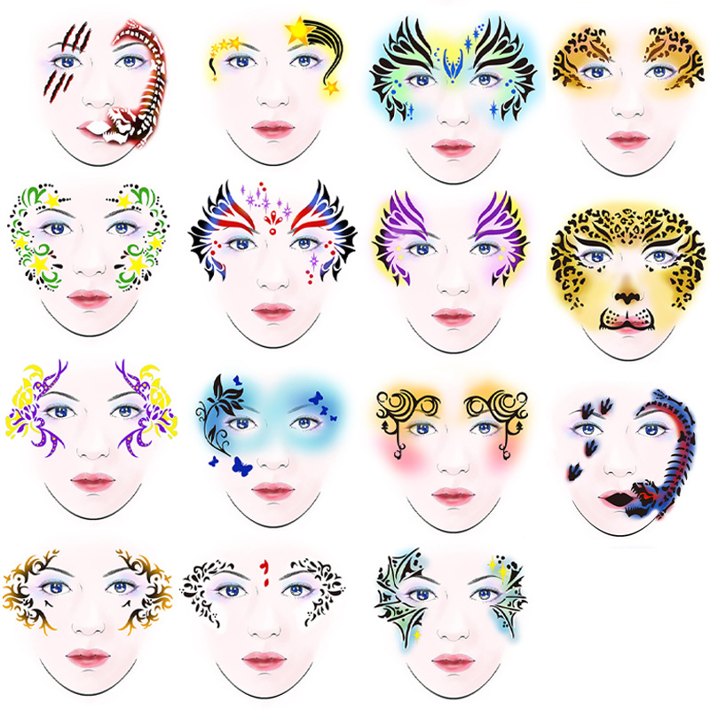 Best of Face Painting Stencils Makeup Tools Performance Graffiti DIY Face Painting Spray Tattoo Stencils Makeup Music Festival Prom Body Reviews & Tips