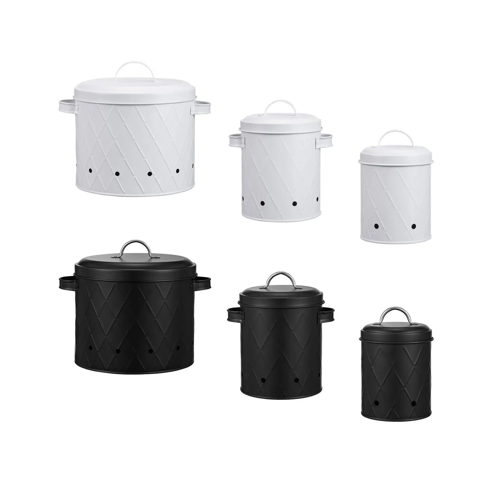 Onion Potato and Garlic Tin and Aerating Holes with Dual Handles Food Storage Container Tin Outdoor Activities Slow Cooking