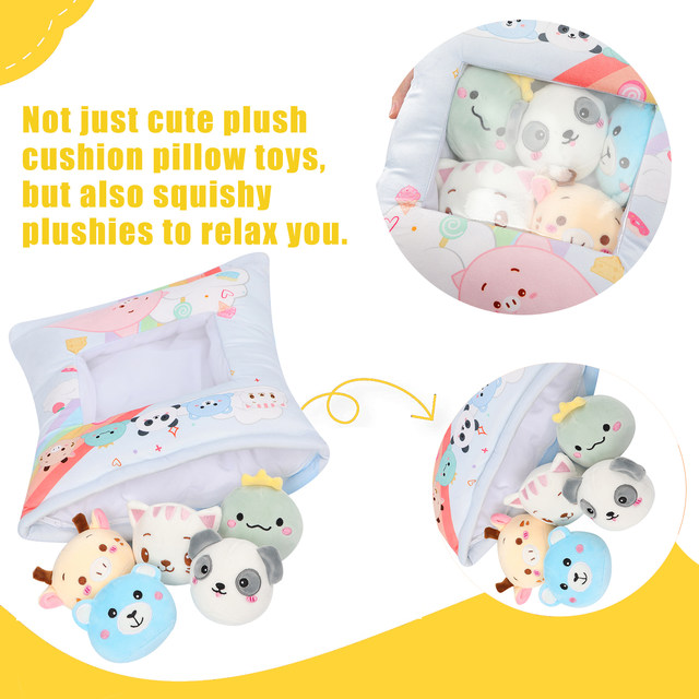 AIXINI Snack Pillow Pudding Plushie A Bag of Animal Plush Pudding Cat Panda  Removable Set Birthday Christmas Gift Cute Kawaii