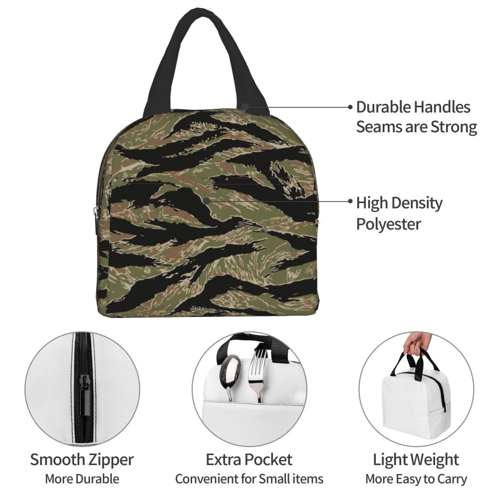 tigre stripe camo isolado almoço saco para as mulheres resuable militar camuflagem térmico refrigerador bento caixa escritório piquenique sacos de almoço