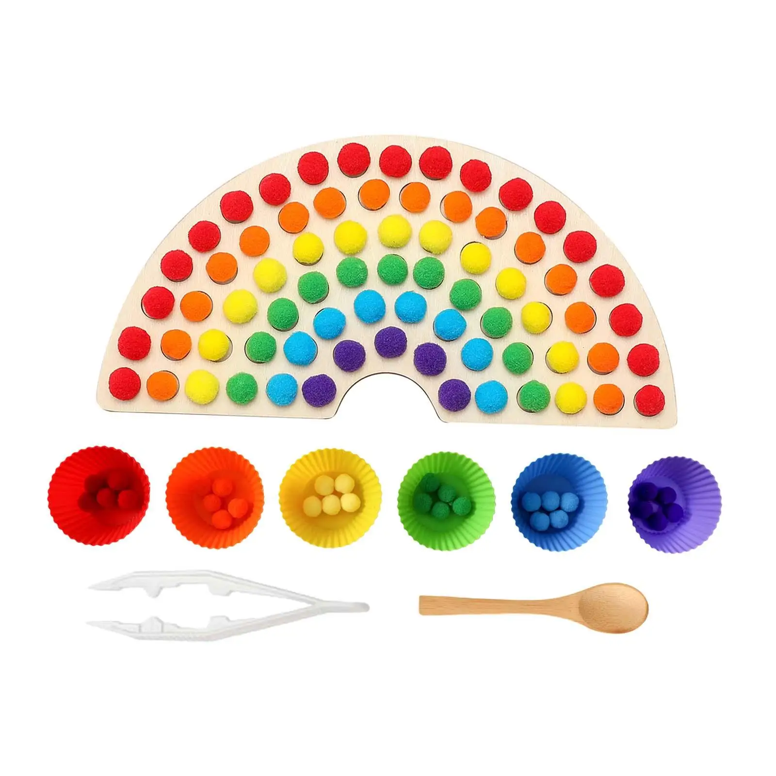 Wooden Peg Board Bead Game Color Recognition Learning Activity Montessori Color Matching and Sorting for Age 3+ Year Old