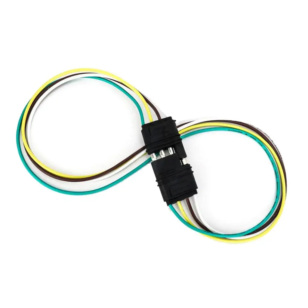 4-Pin Plug Trailer Light Wiring Harness Extension Flat 24`` Wire Connector