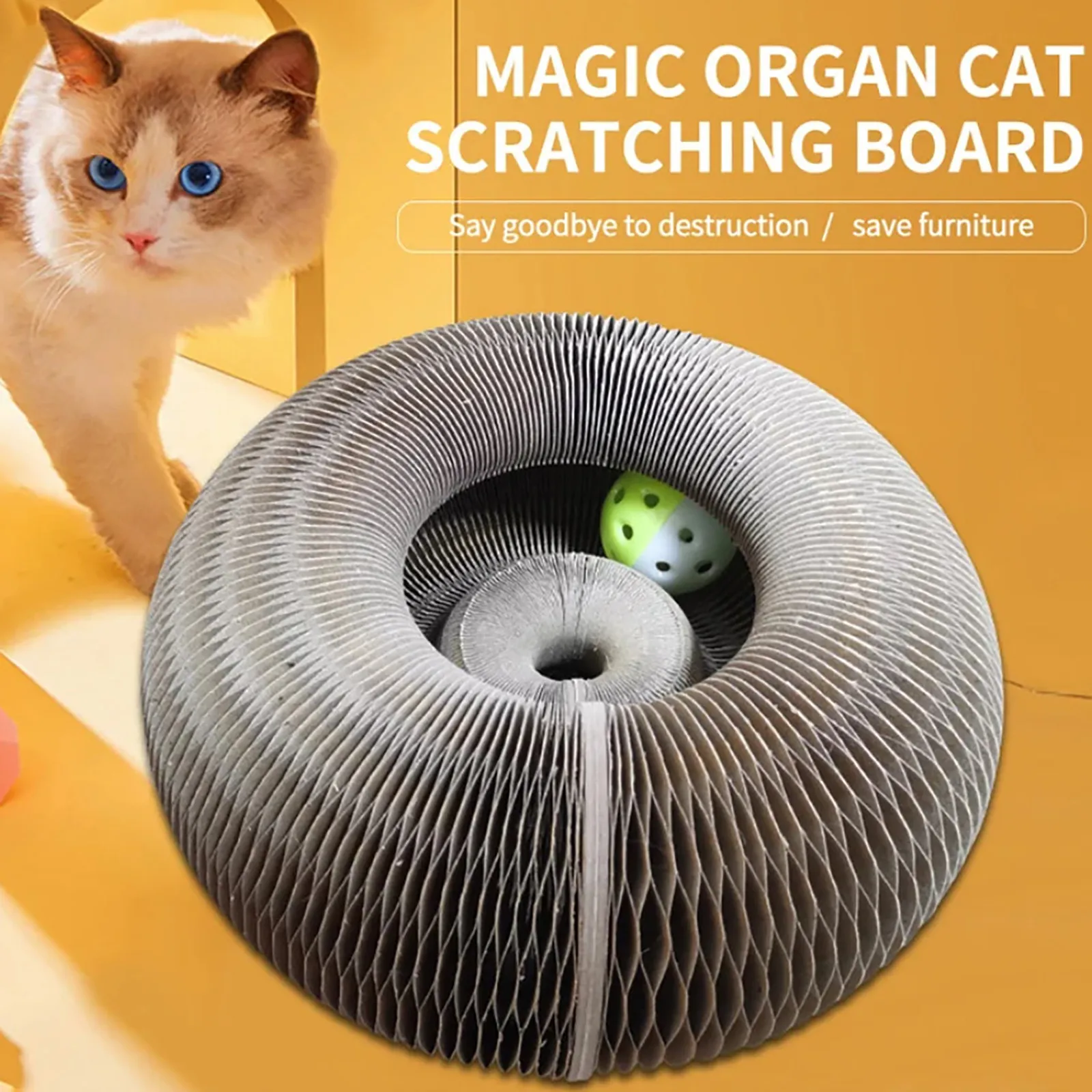 Paper Magic Organ Cat Scratch Board Cat Toy with Bell Cat Grinding Claw Cat Climbing Frame Cat Play Scratching Board Toy