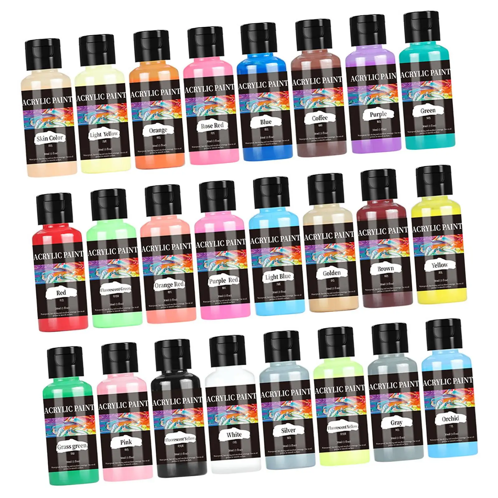 24x Acrylic Leather Paint Set Pigments Artists 30ml Acrylic Paint Set for Jackets Leather Repairing Beginner Adults Leather Sofa