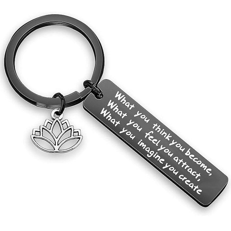 Buddhistische inspirierende Zitat Schlüssel bund, was Sie denken, Sie werden Buddha Schmuck inspirierende Geschenk – Detail 1