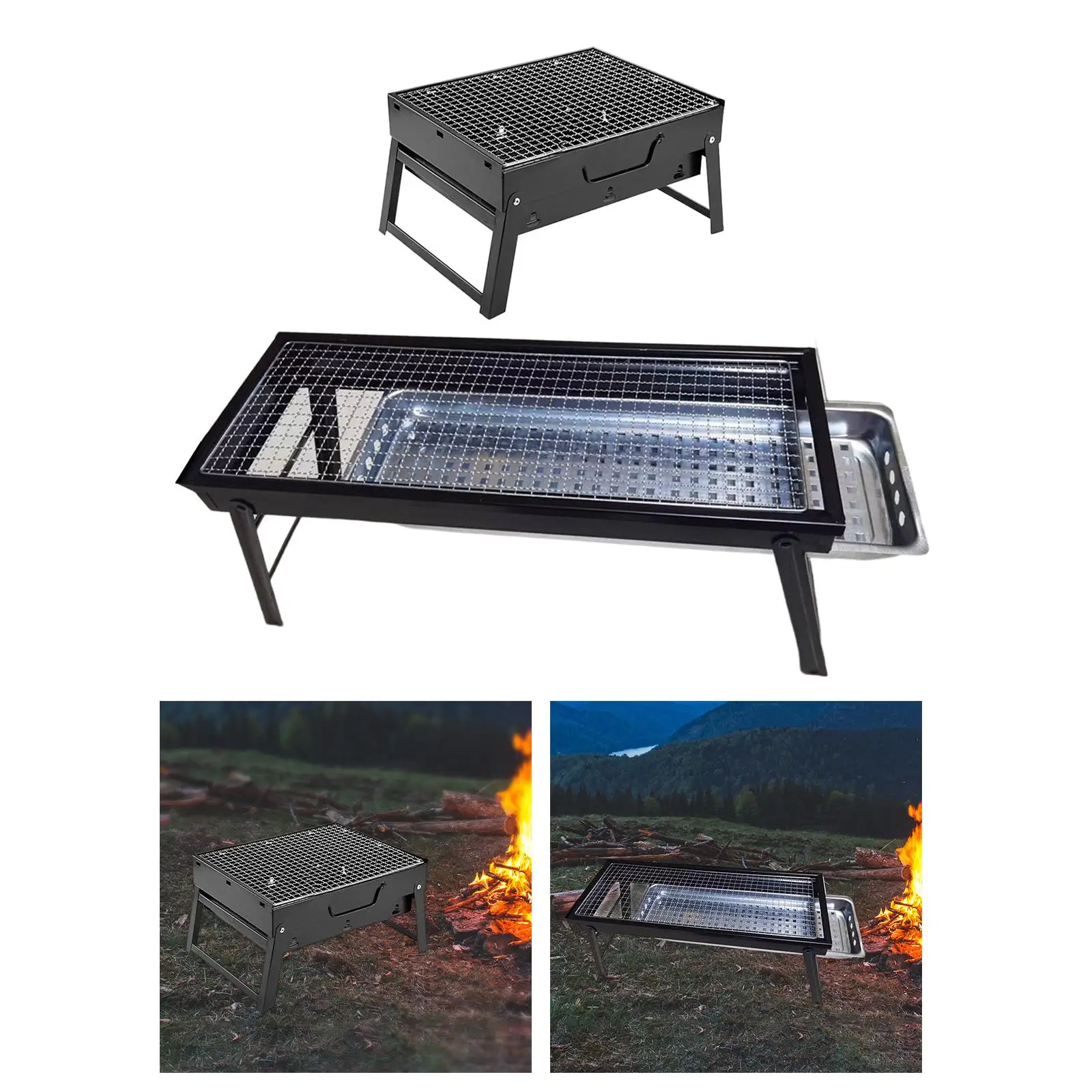 Portable BBQ Grill Stove Foldable Tabletop Barbecue Charcoal Grill for Outdoor Hiking BBQ Equipment Picnic