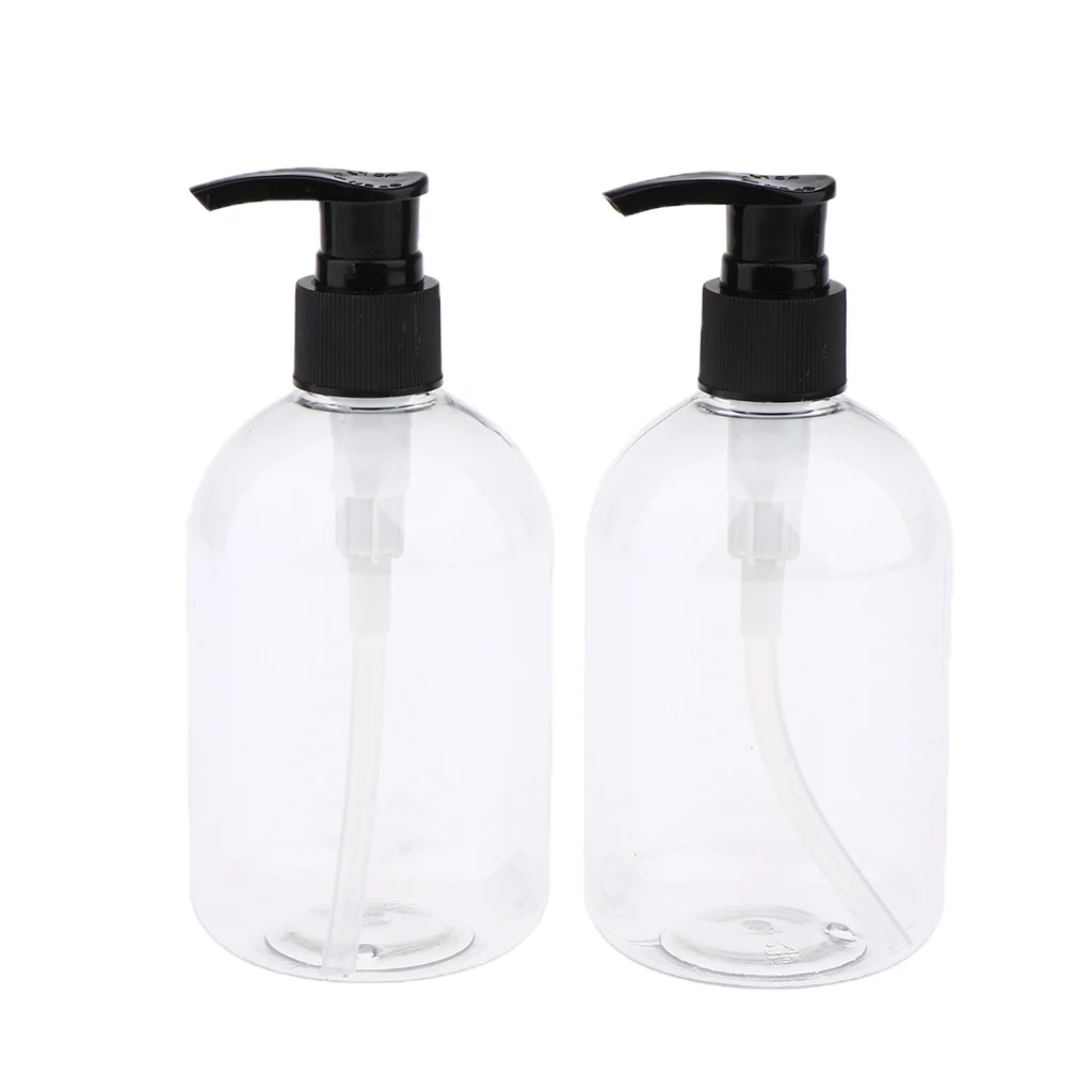 2x 12oz Shampoo Pump Bottles Refillable Containers Dispenser for Hotel Salon