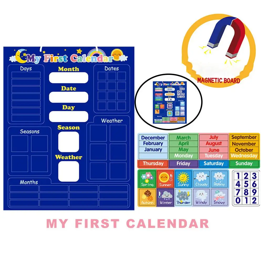 Circle Learning Time Center Pocket Chart Preschool Education Developmental Pocket for Kids Children