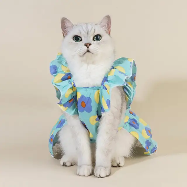 Summer new small pet clothing cat than bear plaid dress set with hat thin  model breathable birthday suit party dress - AliExpress