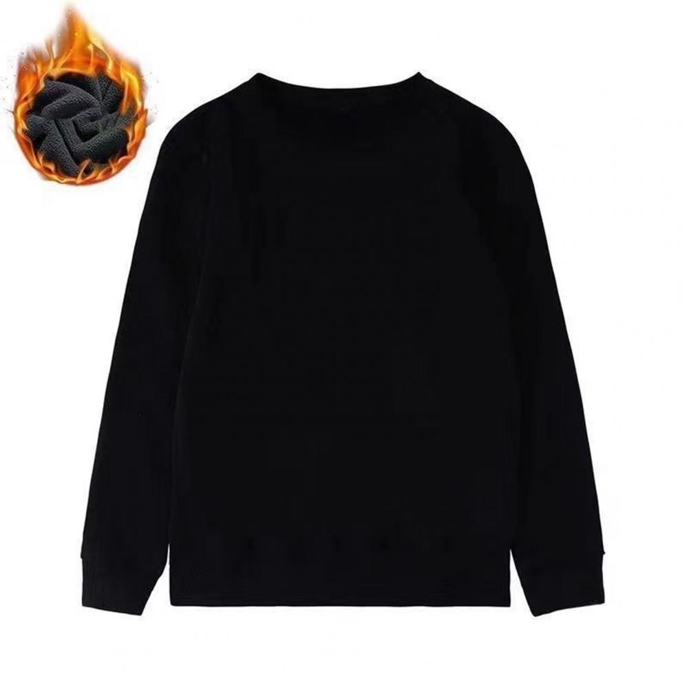 Description Picture 5 of itemSoft Fabric Sweatshirt Cozy Plus Size Unisex Sweatshirt Thick Plush Mid Length Pullover for Fall Winter Soft Elastic Solid Color