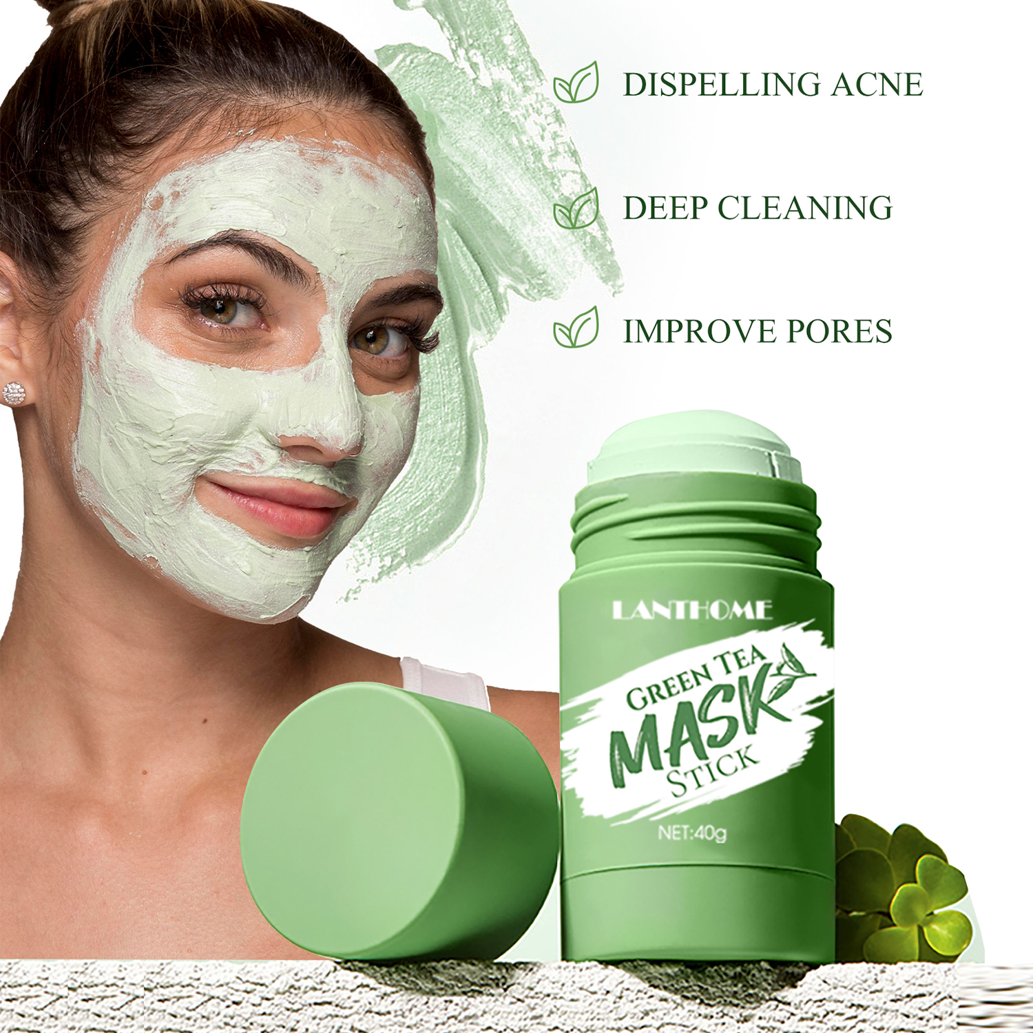 Best of 40g Lanthome Green Tea Whitening Clay Mud Mask Stick Spa Facial Deep Cleansing Cream Oil Control Moisturizing Face Skin Care Reviews & Tips