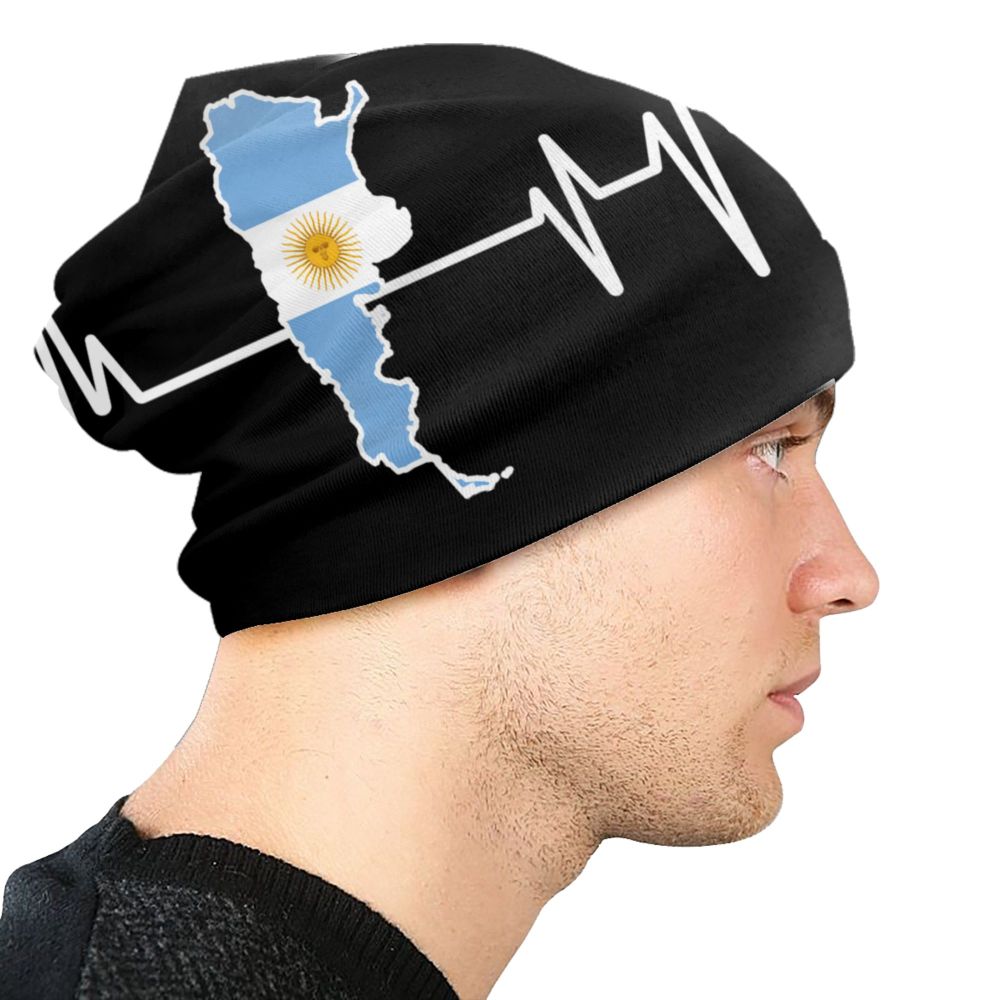 Benutzer definierte Flagge von Argentinien Schädel Mützen Mützen Männer Frauen Unisex Straße Winter warme Strick mütze Erwachsenen Motorhaube Hüte – Detail 16