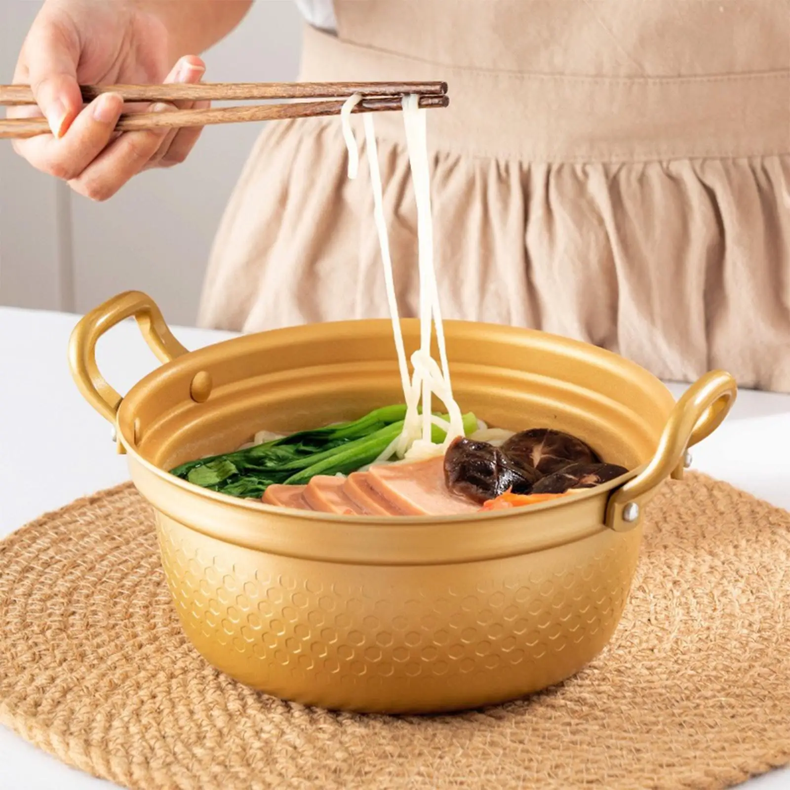 Aluminum Alloy Soup Pot 21cm Stockpot Korean Ramen Noodles Pot for Kitchen Camping