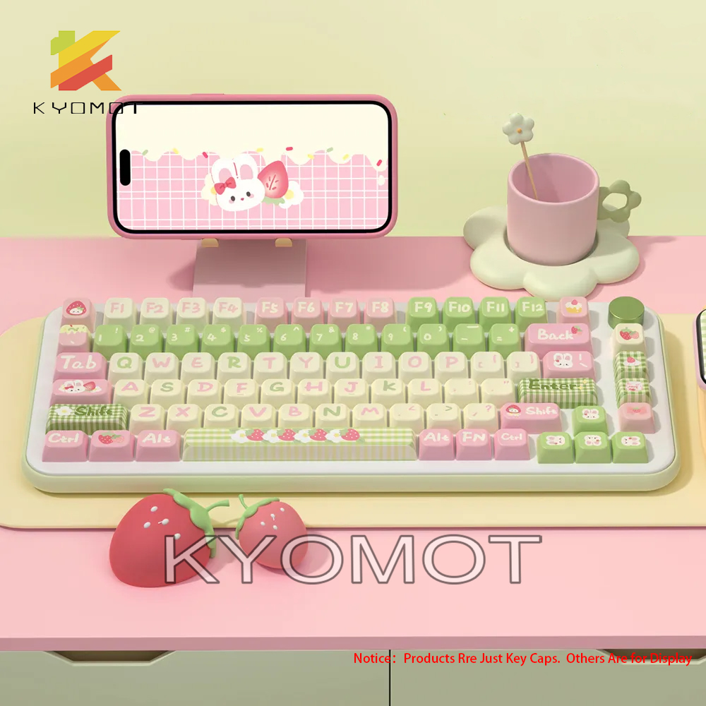 KYOMOT-Coelho bonito Keycaps, Teclado Mecânico Anime, Perfil