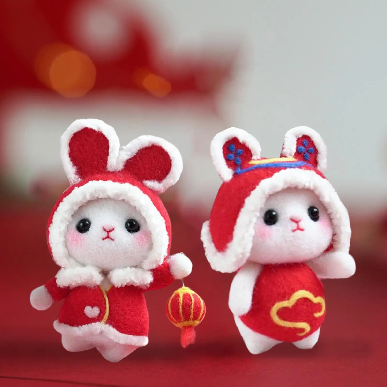 Portable Rabbit Wool Felt Kits Needlework 2023 Rabbit Year New Year Spring Festival Christmas Doll Toy for Beginners Sewing Kit
