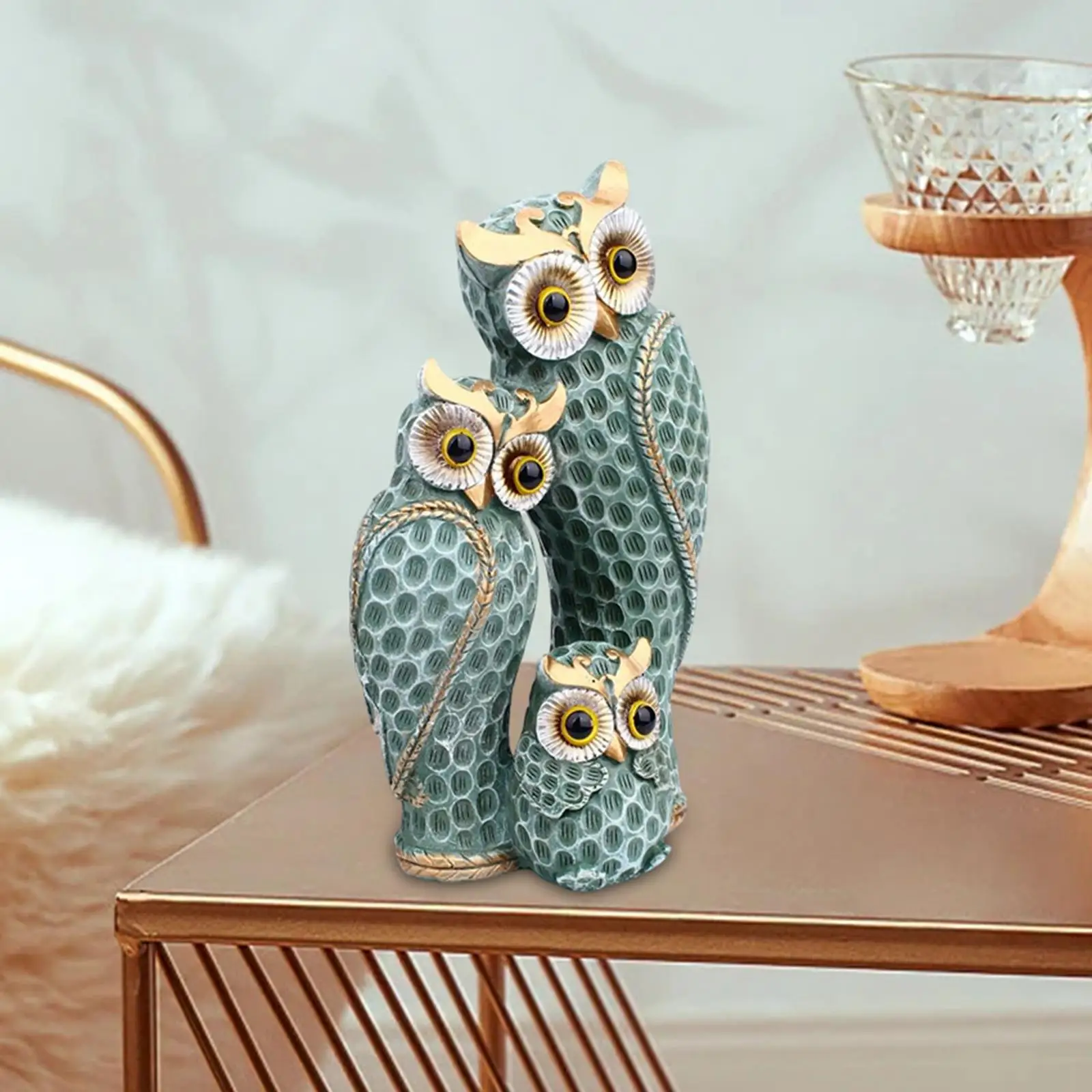 Nordic Desktop Owl Family Statue Decoration for Shelf Living Room Dorm 