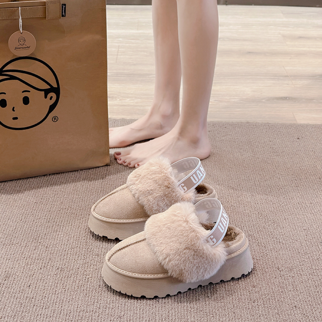 Title 7, Woolly slippers women wear 2023 new fur one plu...