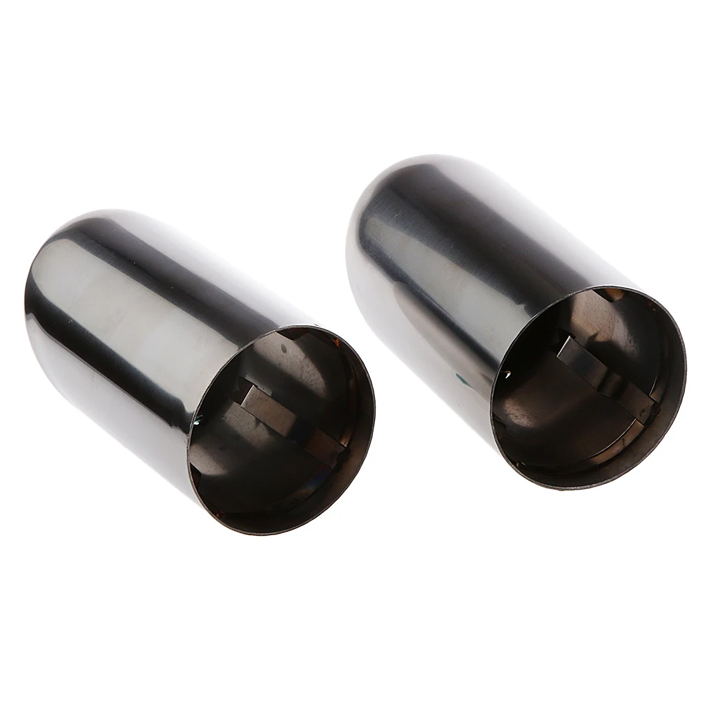 2x Stainless Steel Resonated Slant Cut -on Exhaust Tips for 2009-2015  A4 (Titanium Black)