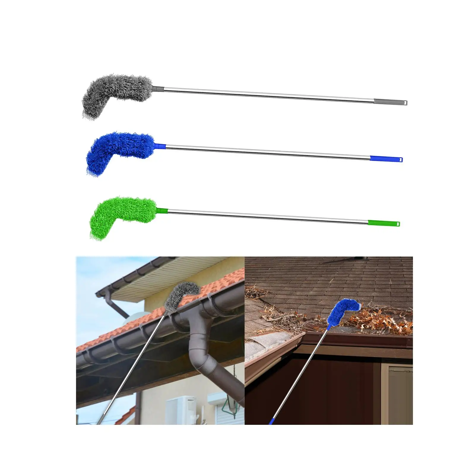 Gutter Cleaning Brush Telescopic Pole 45cm to 220cm Sturdy Durable Strong Cleaning The Leaves, Debris and Twigs of Gutters
