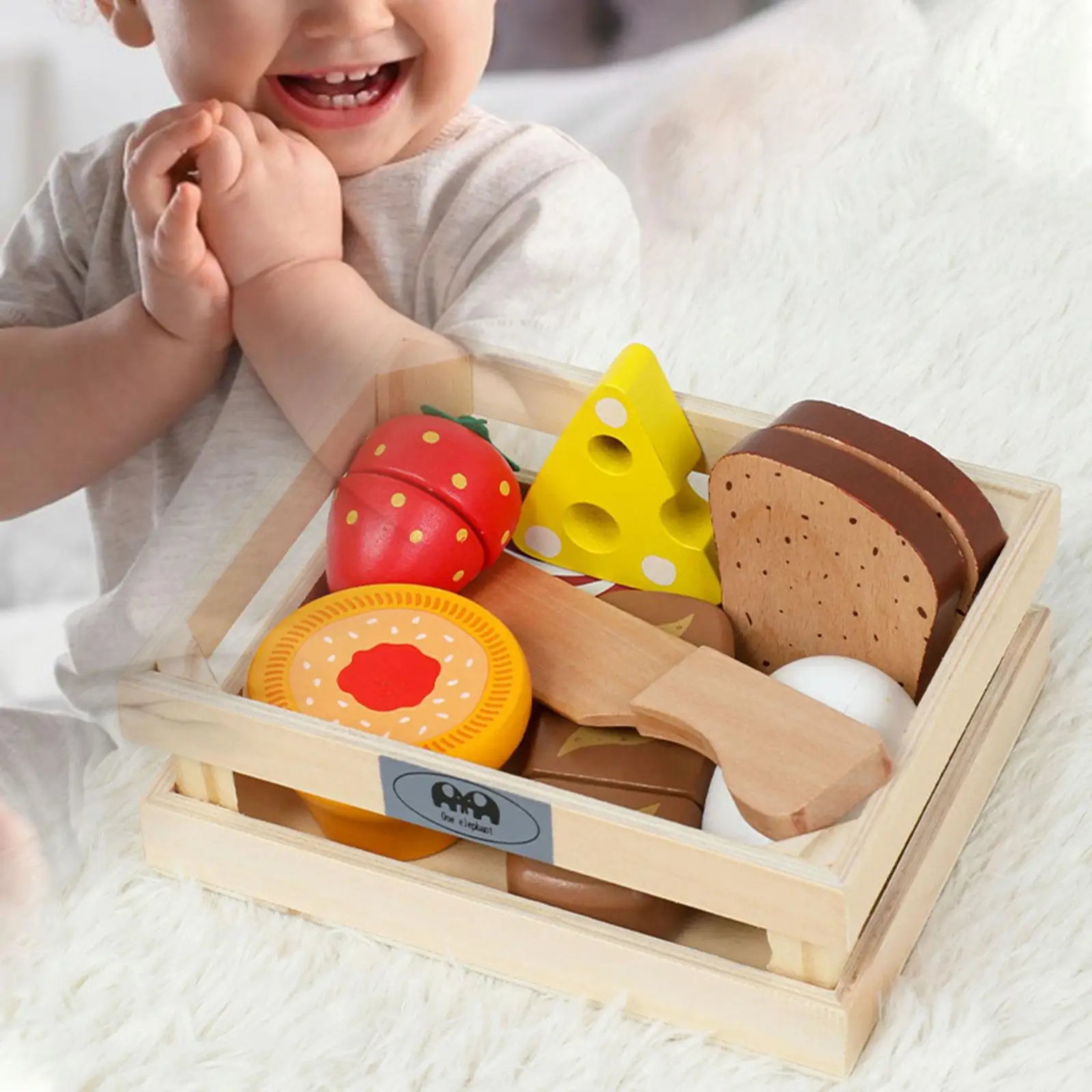 Toddler Cutting Play Food Toy, Simulation Kitchen Pretend Toy, Fake Food Wooden Classic Game Educational Toy