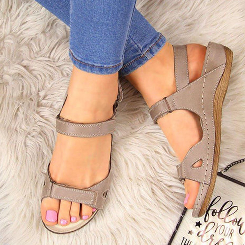 Women Summer Cool Flat Sandal Air Permeable Open Toe Design Sandal for Senile Women Size 35-43