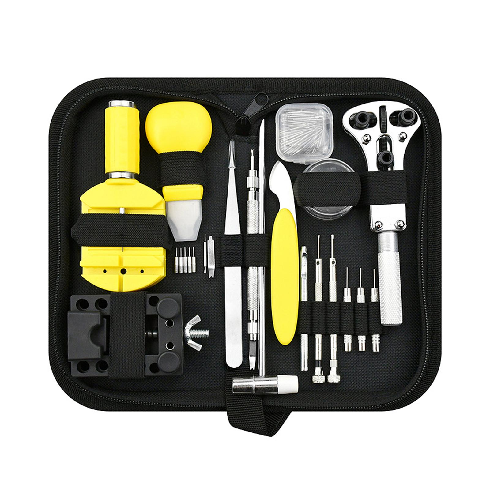 147Pieces Watch Clock Repair Tool with Carrying Case Alloy Steel Adjustment Repair Tools Housing Opener Back Case Remover