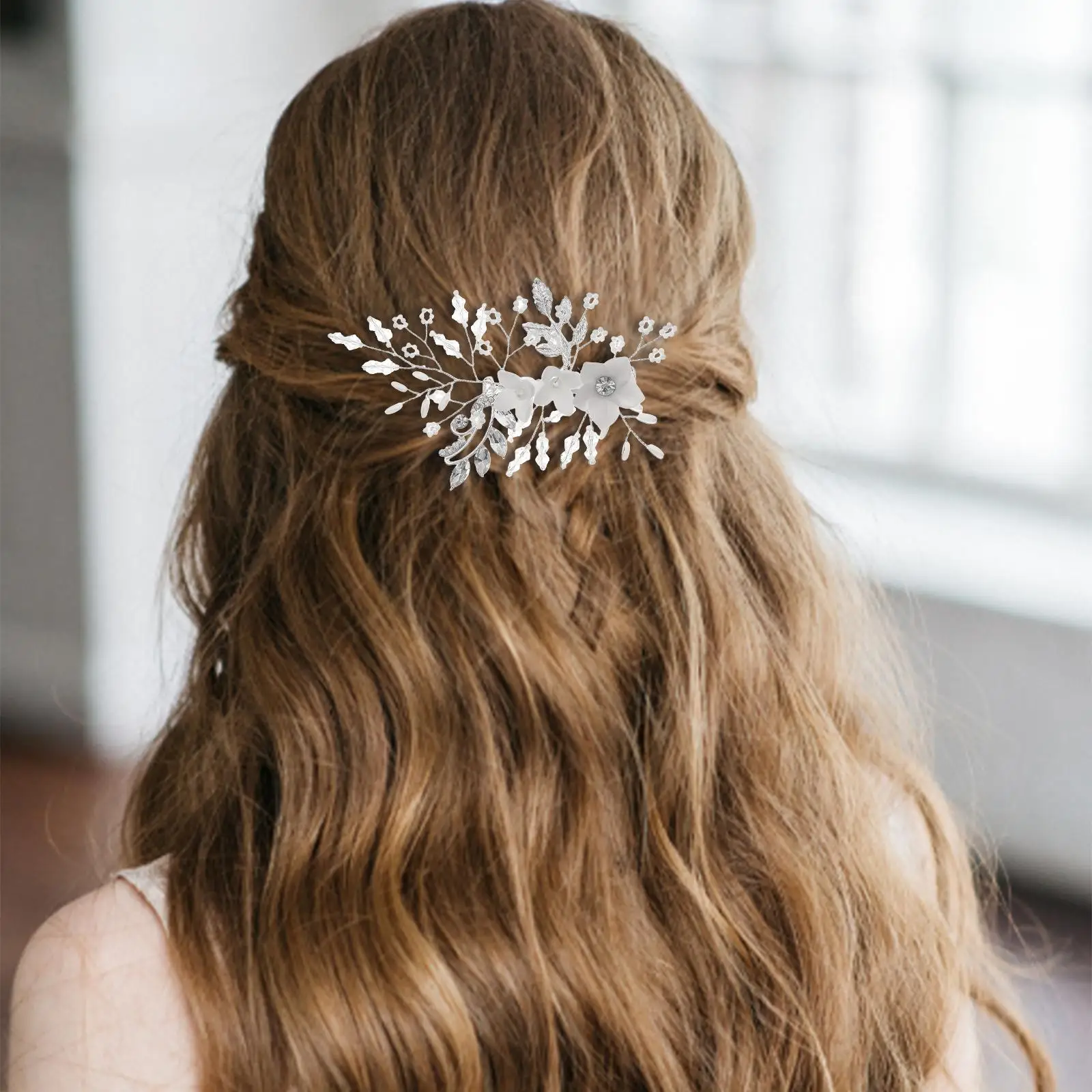 Wedding Bride Hair Accessories Pearl Rhinestone Flower Hairpin Jewelry Bridal Hair Clip Headdress
