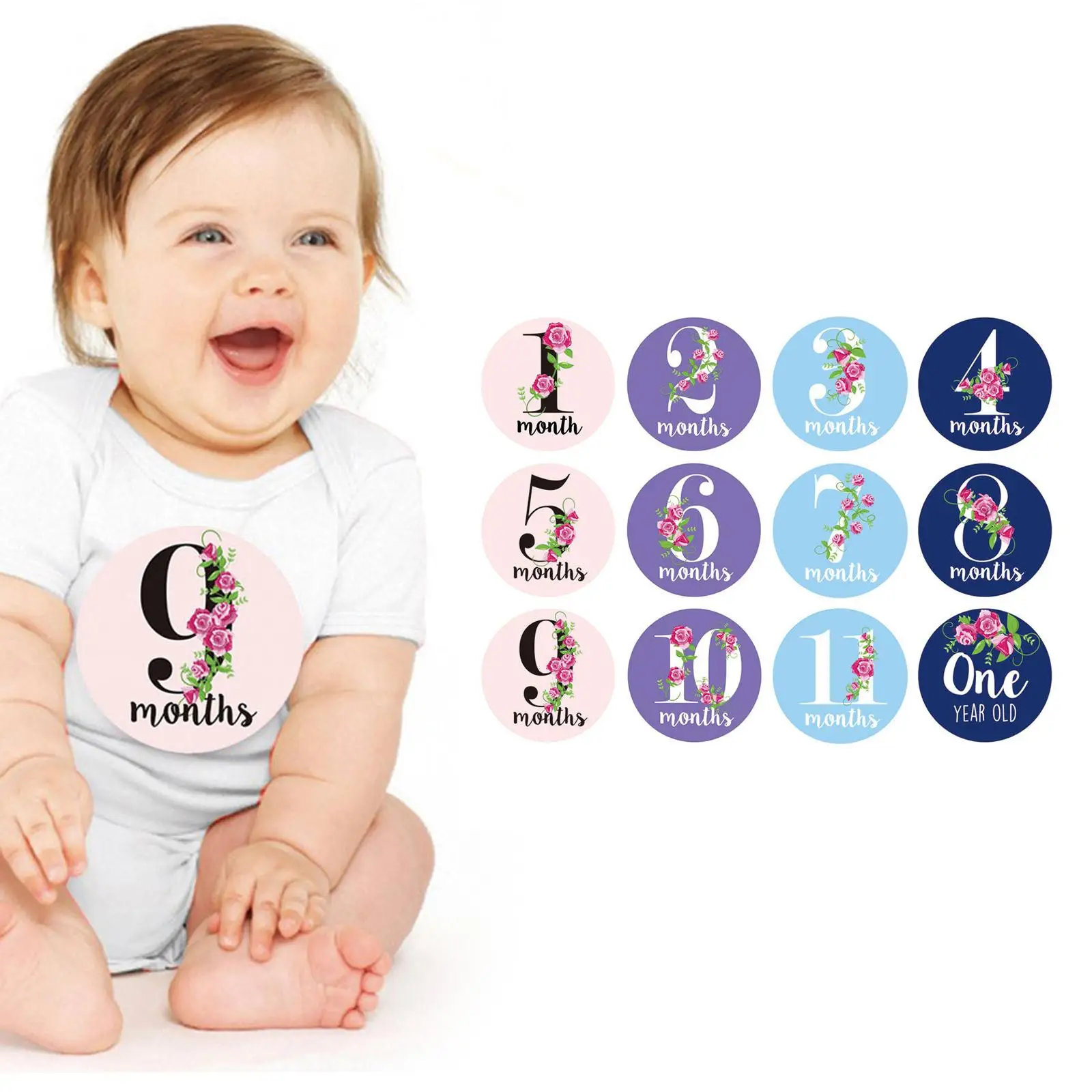 12x Baby Monthly Stickers Month Decals Photo Props Infant   Stickers