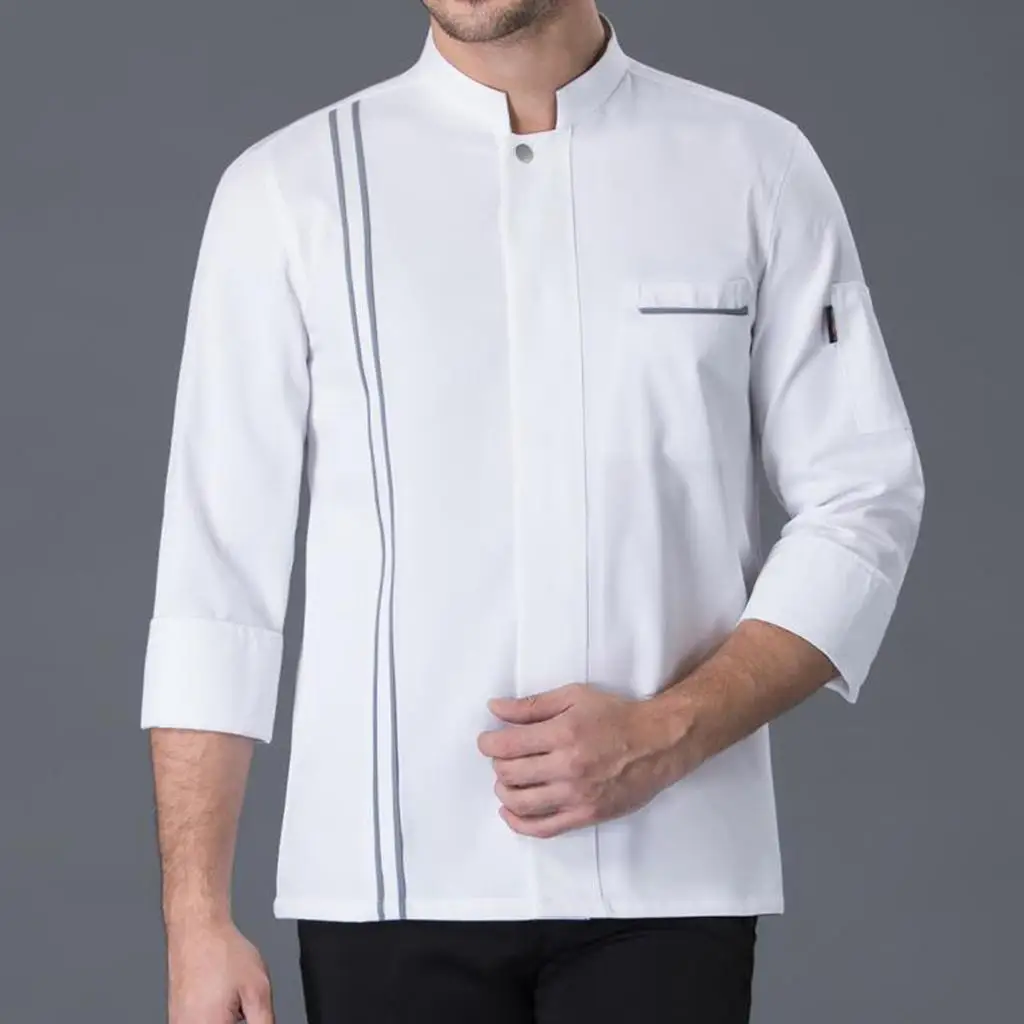 Unisex Chef Jacket Long Sleeve Coat Uniforms Hotels Restaurant Work Apparel