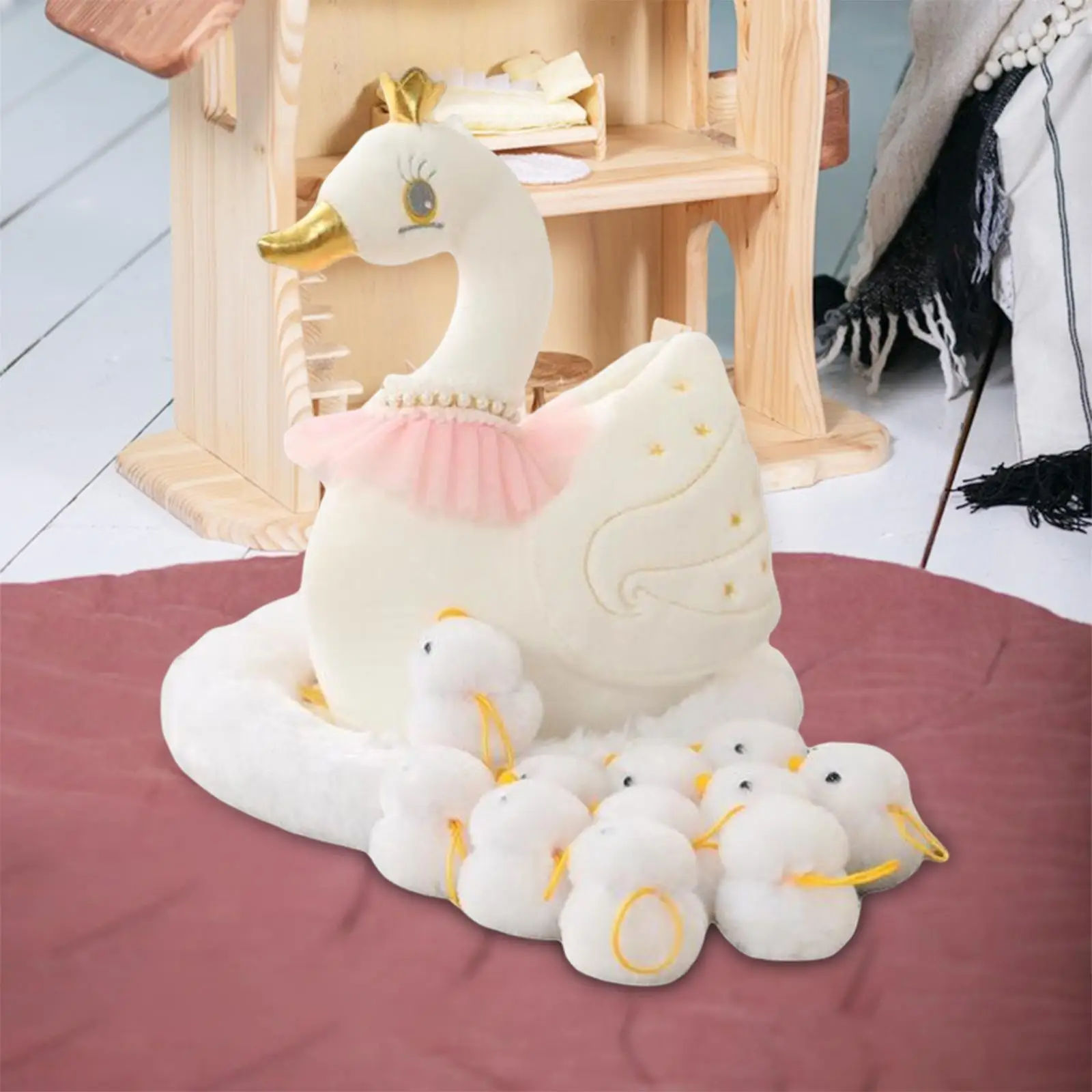 Animal Plush Toy Swan Sculpture Nest Stuffed Lovely for Easter Lawn Patio Decoration