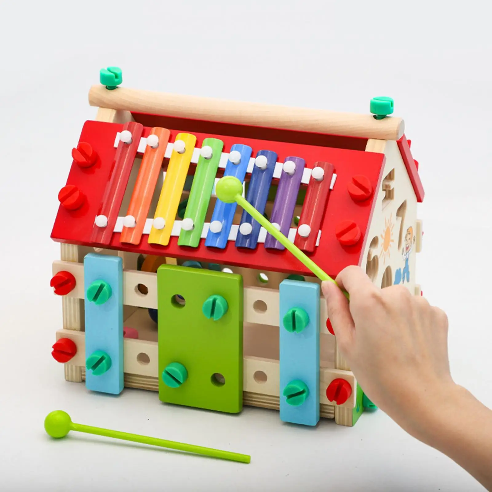Wooden Activity Cube Multifunction Fine Motor Skills Sensory Toy Early Development Montessori for Boys Girls Kids Birthday Gift