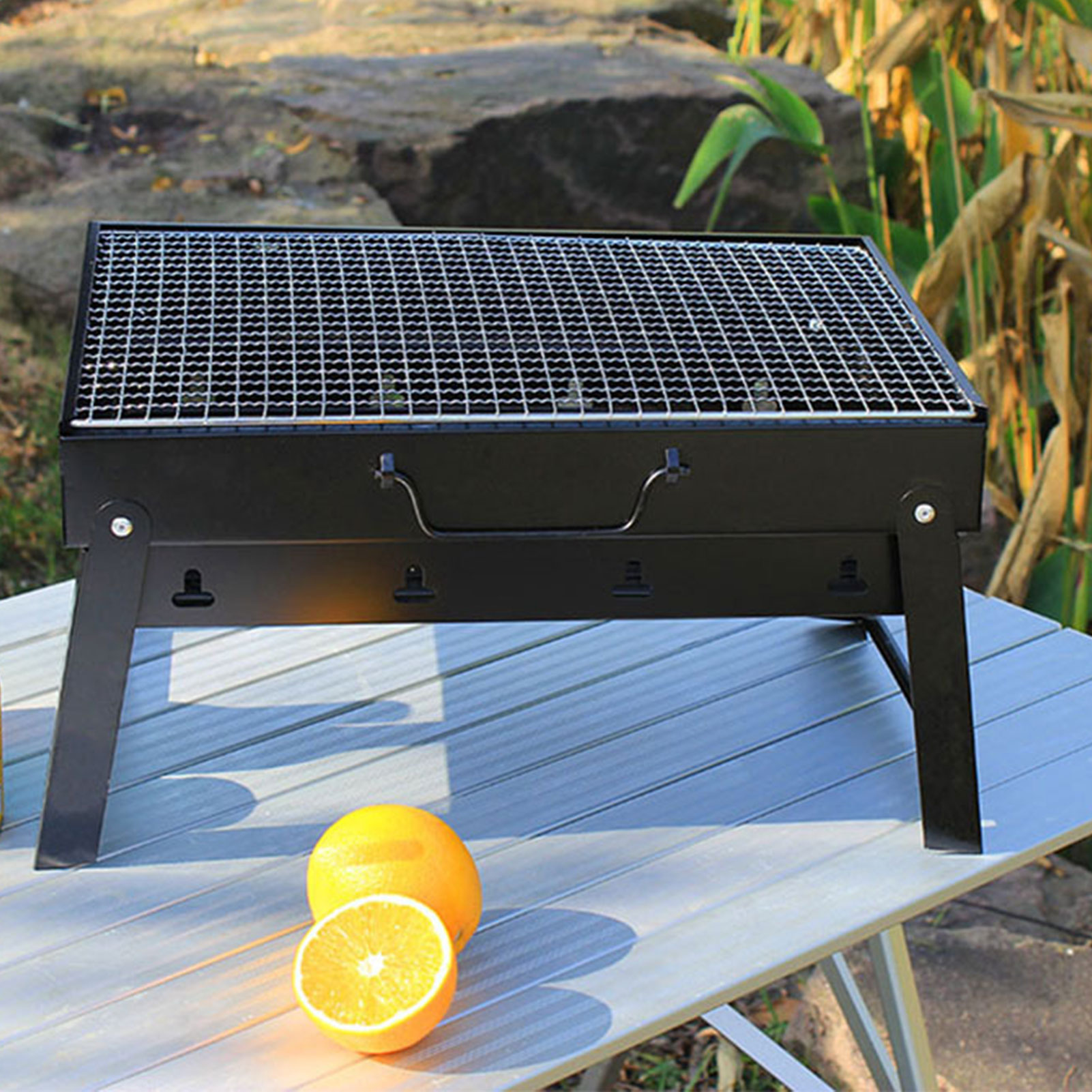 Title 3, Outdoor BBQ Charcoal Grill Easy Carrying Reinfo...