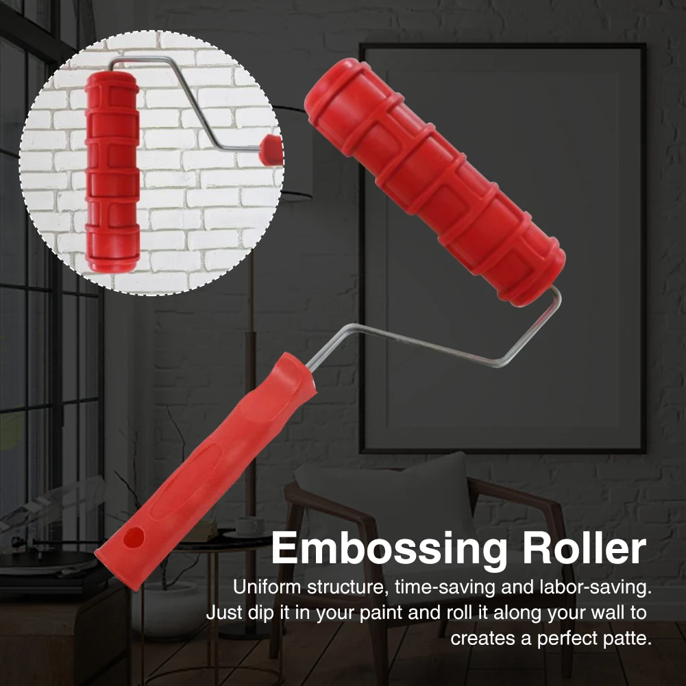 7 Inch 3D Knurled Embossing Roller Home Concave Convex Texture Wall Decoration Labor Saving Construction Tool Rubber With Handle polyurethane brush