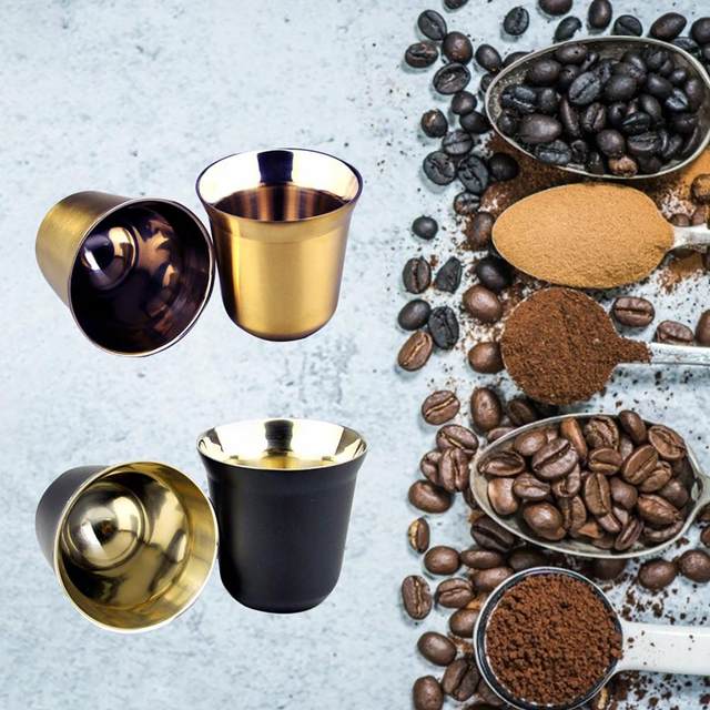 Stainless Steel Double Wall Nespresso Coffee Cup Heat Insulation Cute  Espresso Coffee Mug Lungo Pixie Cups