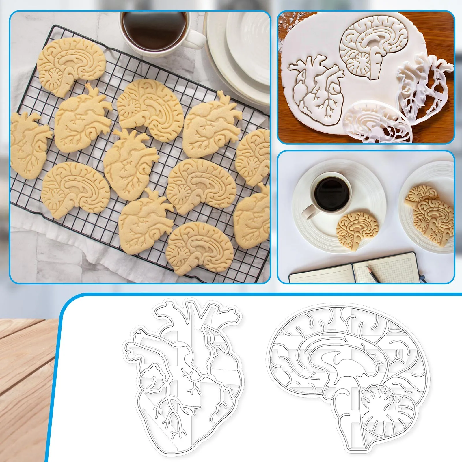 3D Moule Biscuit, 6 Pièces Patisserie Biscuit Moule, Moule Biscuit