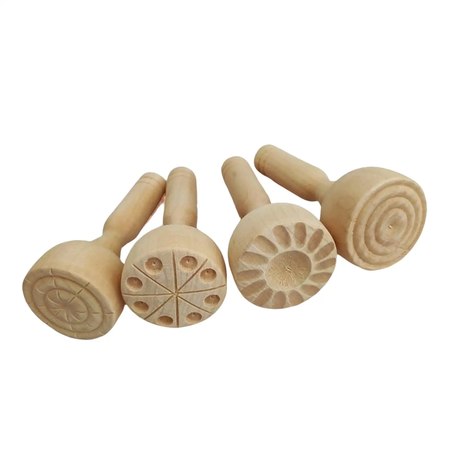 4 Pieces Traditional Wooden seal DIY Decoration mould Supplies Press Molds Tools Educational toys Child Toddler