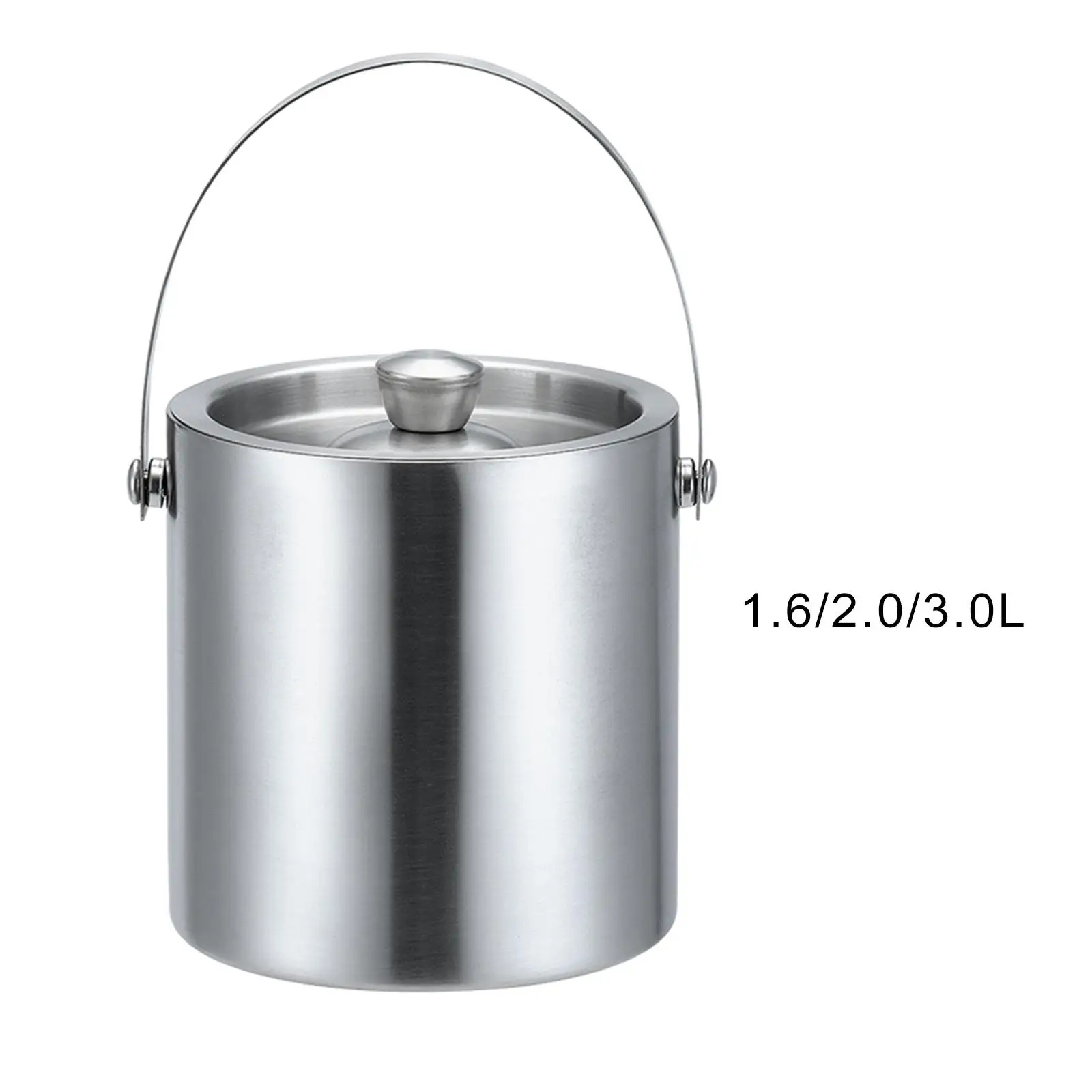 Stainless Steel Ice Bucket with Lid Double Wall Insulated Drink Tub Beverage Tub for Chilling Beer Champagne Party Event Camping