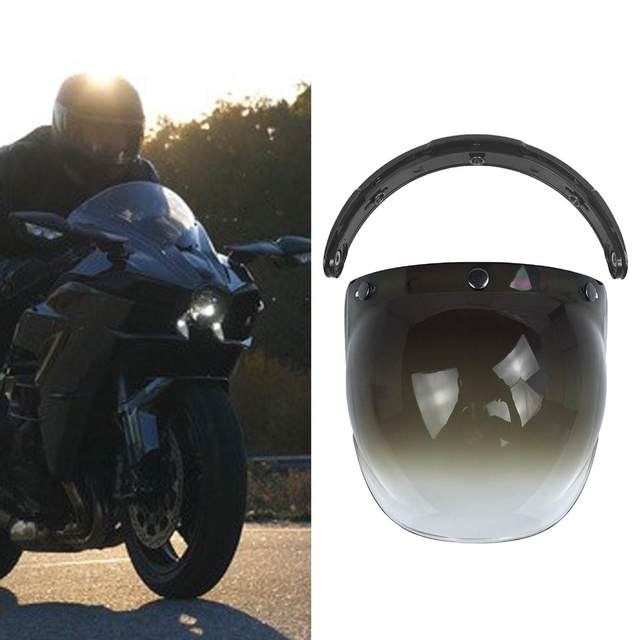 3 Snap Visor  Bubble Lens for Open  , Retro, 3 Pin Buckle