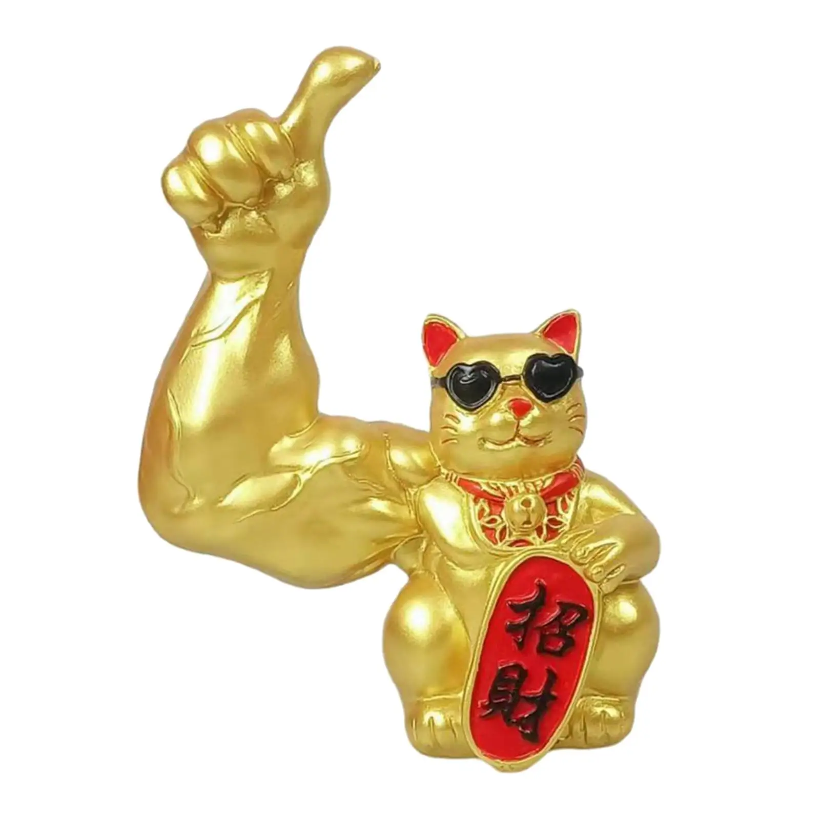 Resin Figurines Sculpture Collectible Ornament Lucky Cat Statues for Tabletop Studio