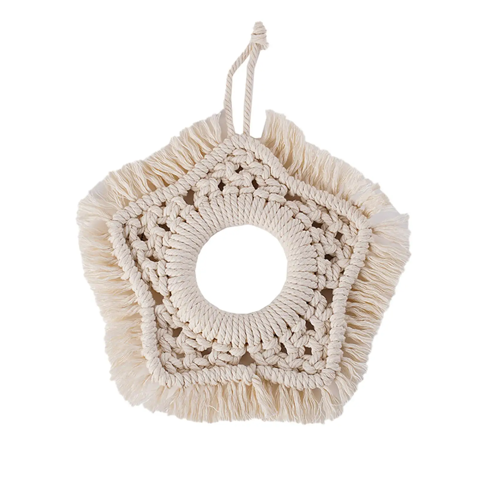 Chic Macrame Woven Wall Hanging Bohemian Crafts Pendant for Dorm Bedroom Wedding Decoration