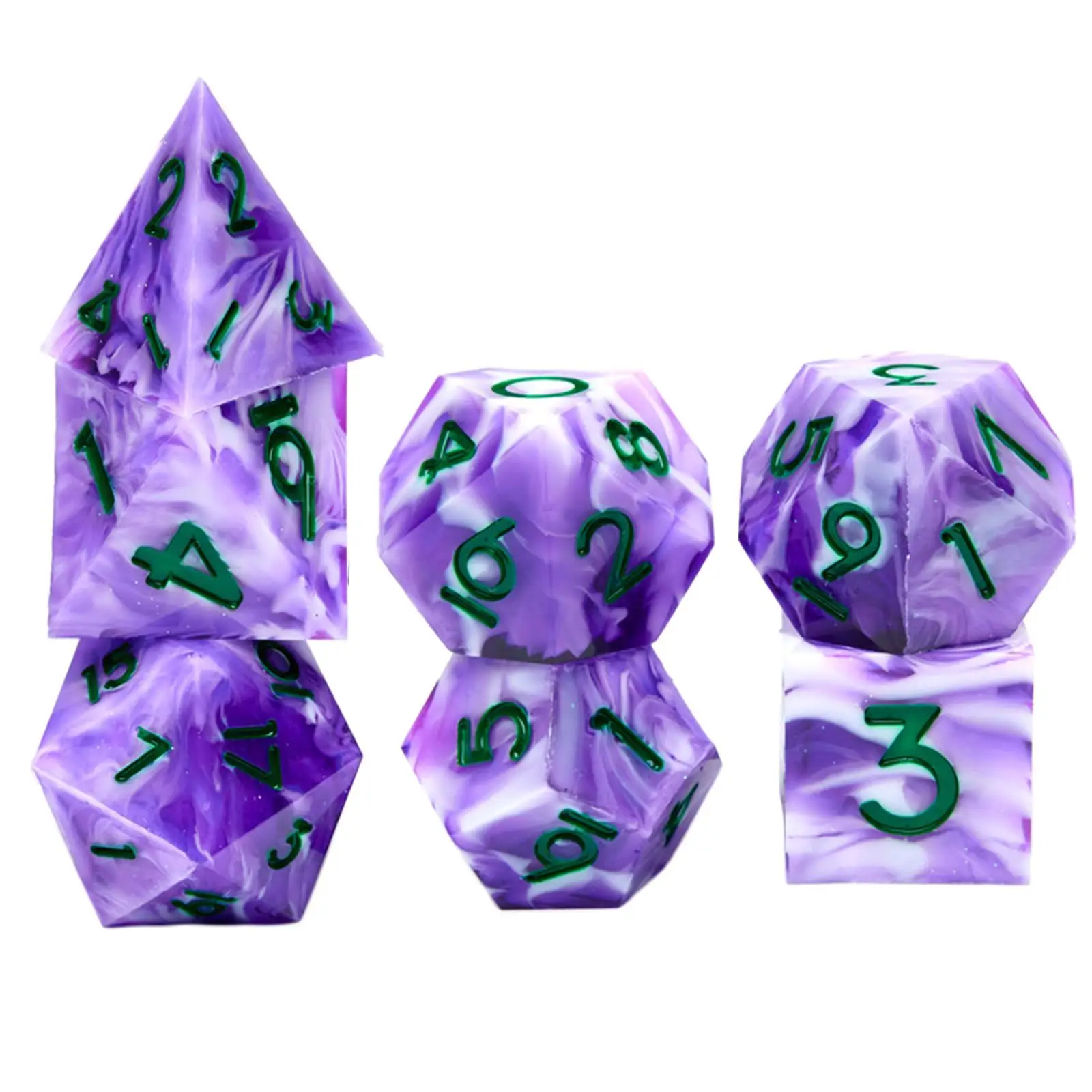 7 Pieces Resin Polyhedral Dice D4~D20 Play Entertainment Toys Dice Game Table Game for Bar Role Playing Game Cafe Party