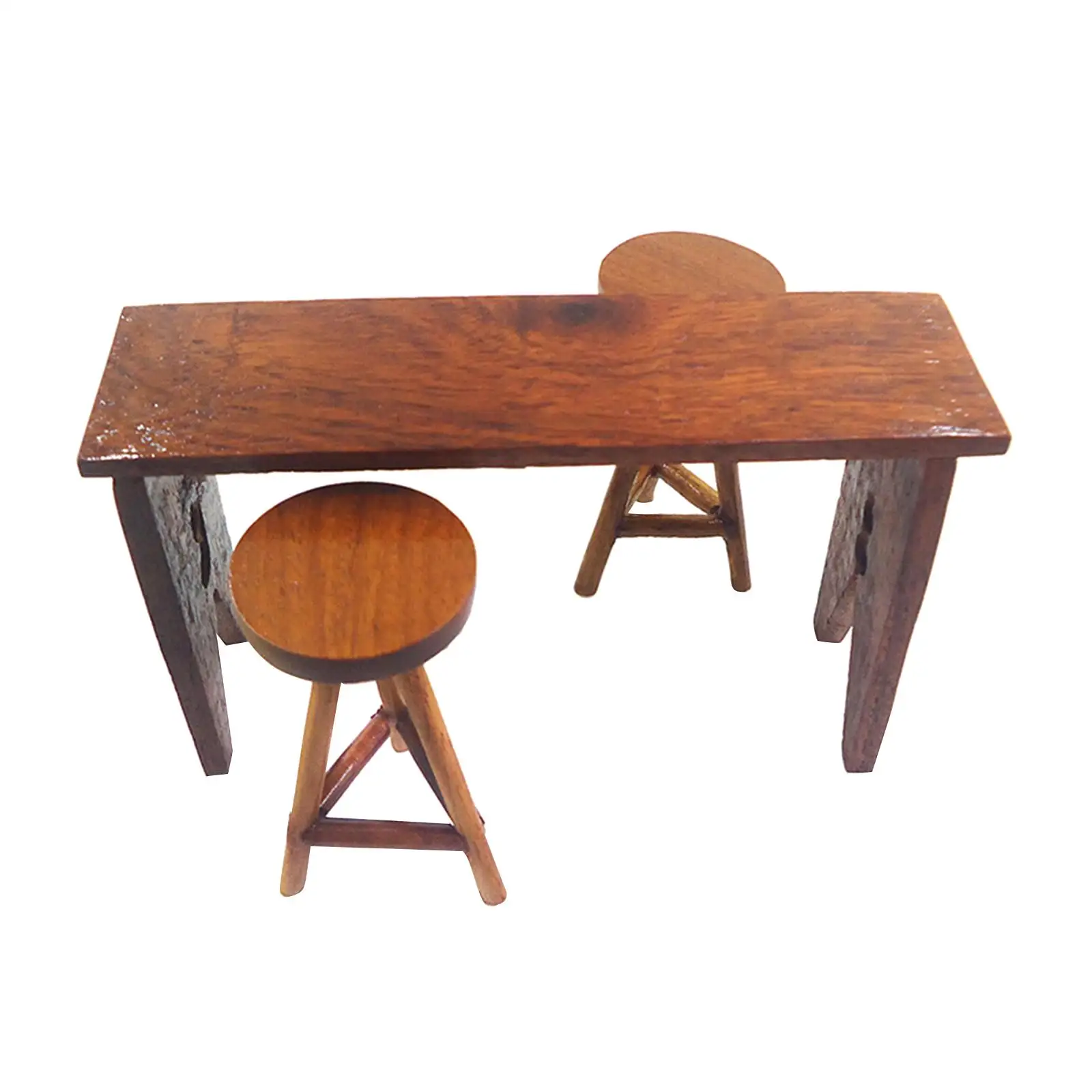 Miniature Furniture Model Multipurpose Decorations Wooden 1/12 Desk Stool Bar