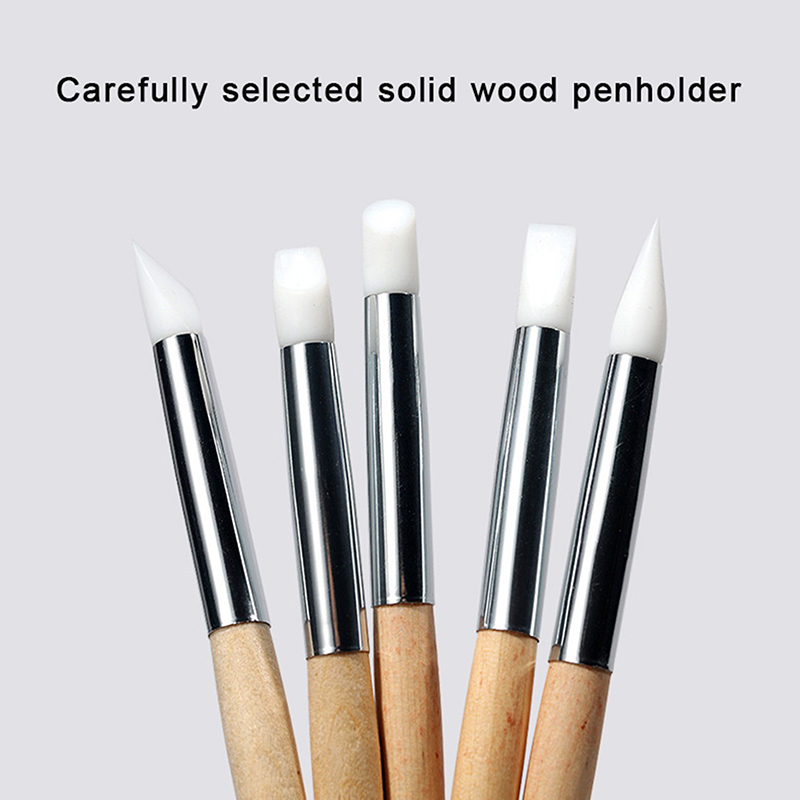 Description Picture 5 of itemSilicone Wooden Pole Nail Art Pen Brush Uv Gel Polish Tip 3d Image Diy Dotting Polish Brushes Sculpture Pen Diy Manicure Tool