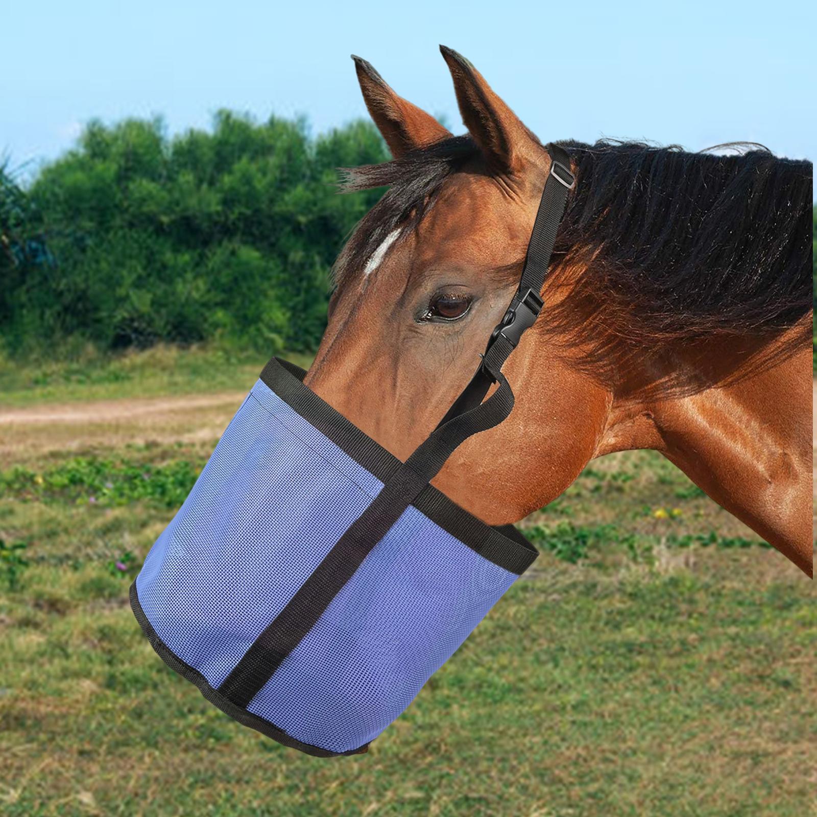 Horse feed Bag Heavy Duty PVC Mesh Bag Hay Feeder Durable Horse Supplies Elastic Strap Slow Feeding Adjustable Hay Bag