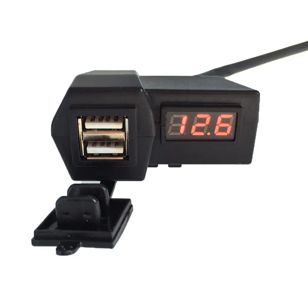 Motorcycle charger with LED voltmeter for mobile phone