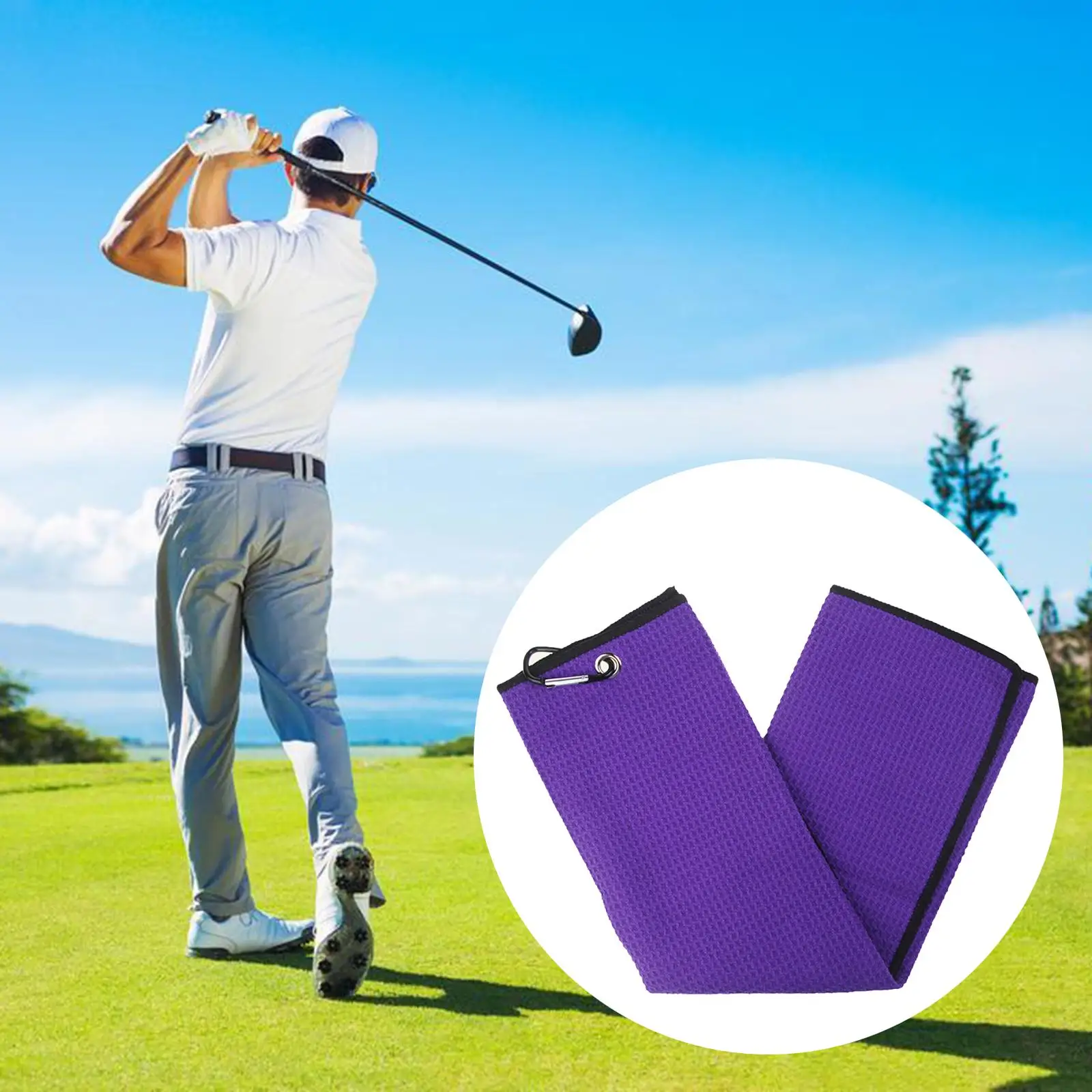 Breathable Lightweight Golf Towel with Carabiner Clip Absorb Sweat Towel Outdoor Fitness Accessories