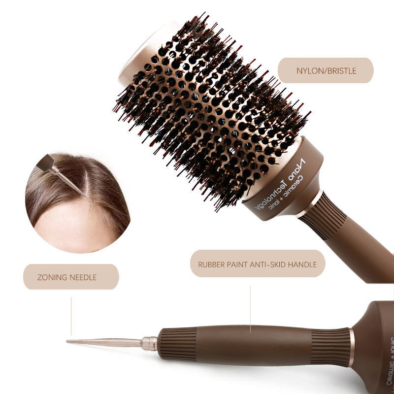Description Picture 5 of itemCestoMen Hair Tools Ceramic Aluminum Tube Roller Comb Elastic Comb Pig Bristle Nylon Salon Hair Styling Comb