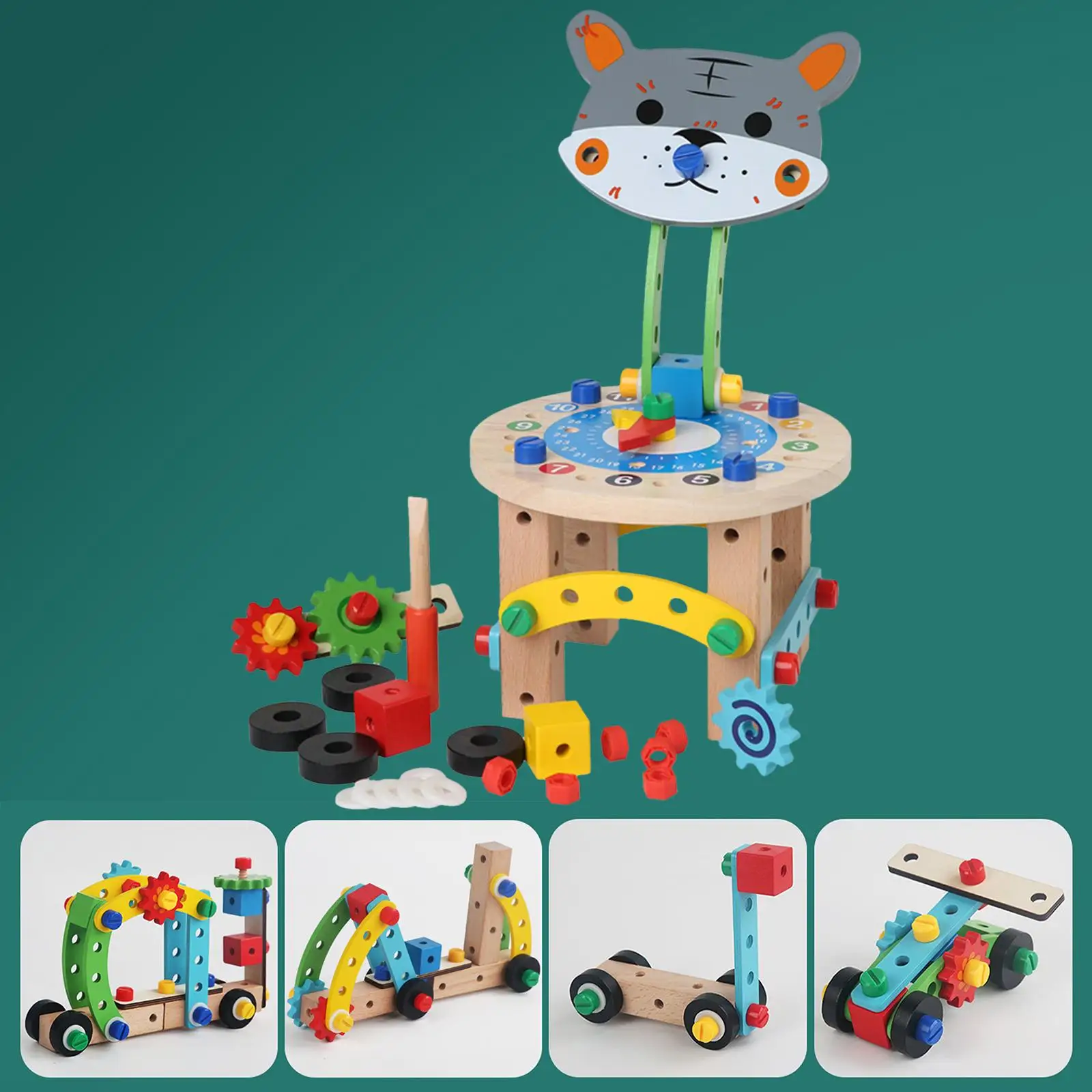 Wooden Montessori Toys, Building Set Workshop  Variety Nut Creative Assembling , for 3 4 5 Year Old  Toddlers Baby