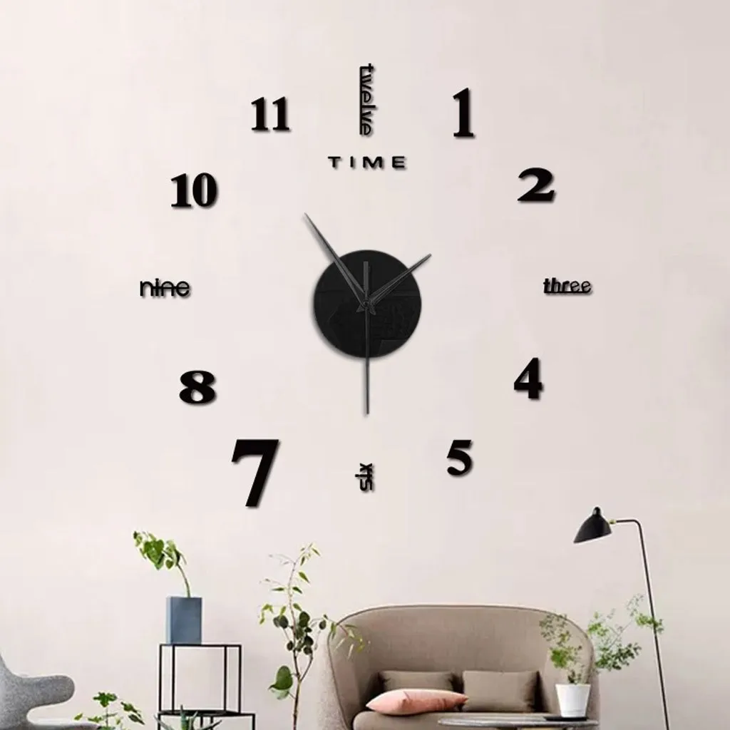 3D Wall Clock Mirror Wall Stickers Creative DIY Watch Clock Removable Art Decal Sticker Home Decor Living Room Quartz Needle Hot